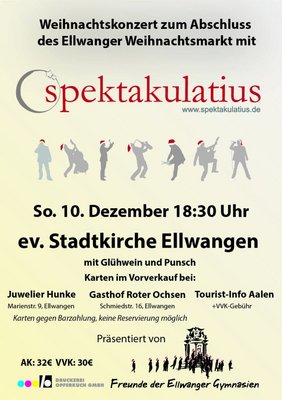 "Spektakulatius-Konzert" des Fördervereins der Ellwanger Gymnasien